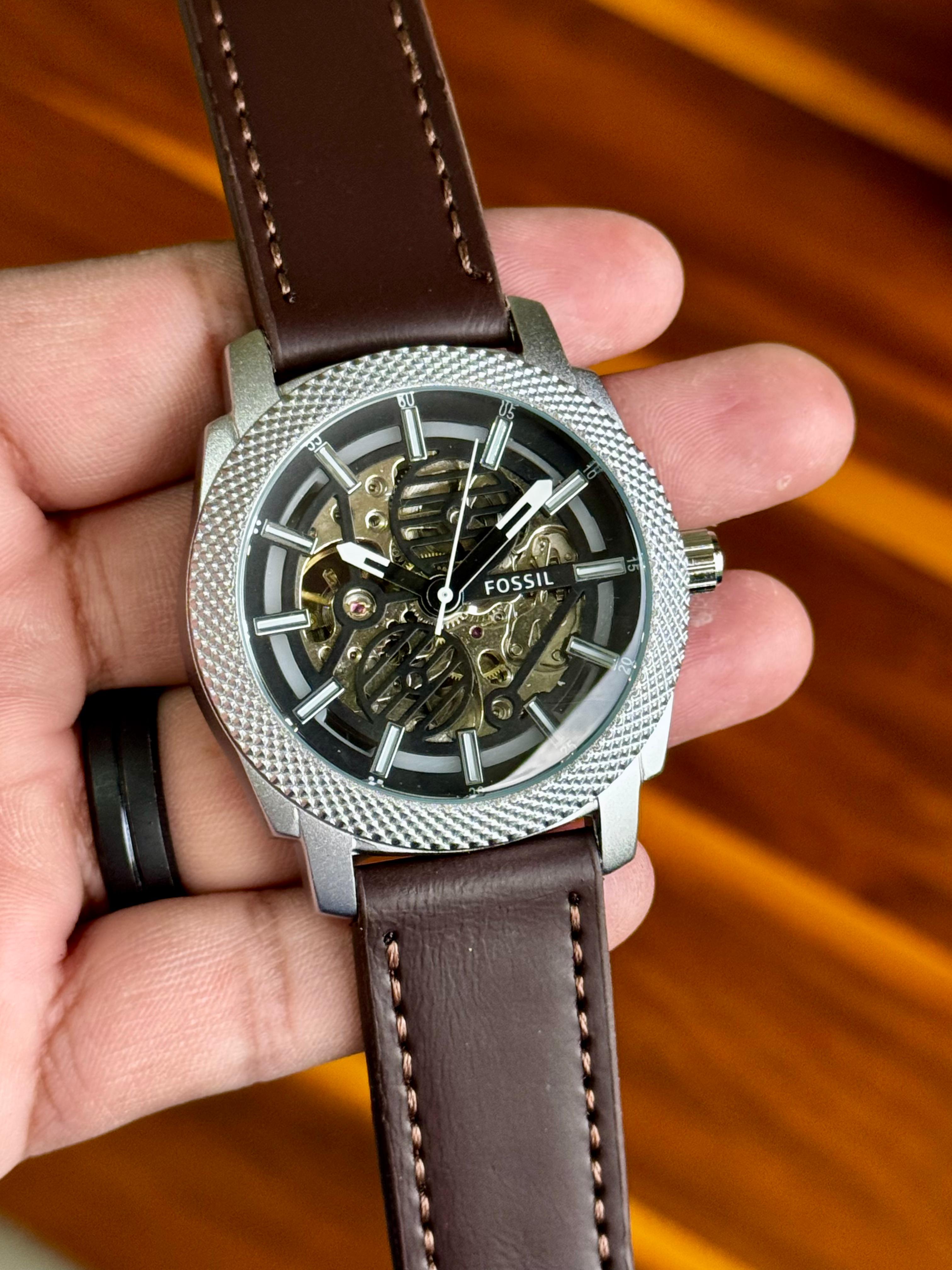 FS Automatic Black Dial Litehide Leather Strap