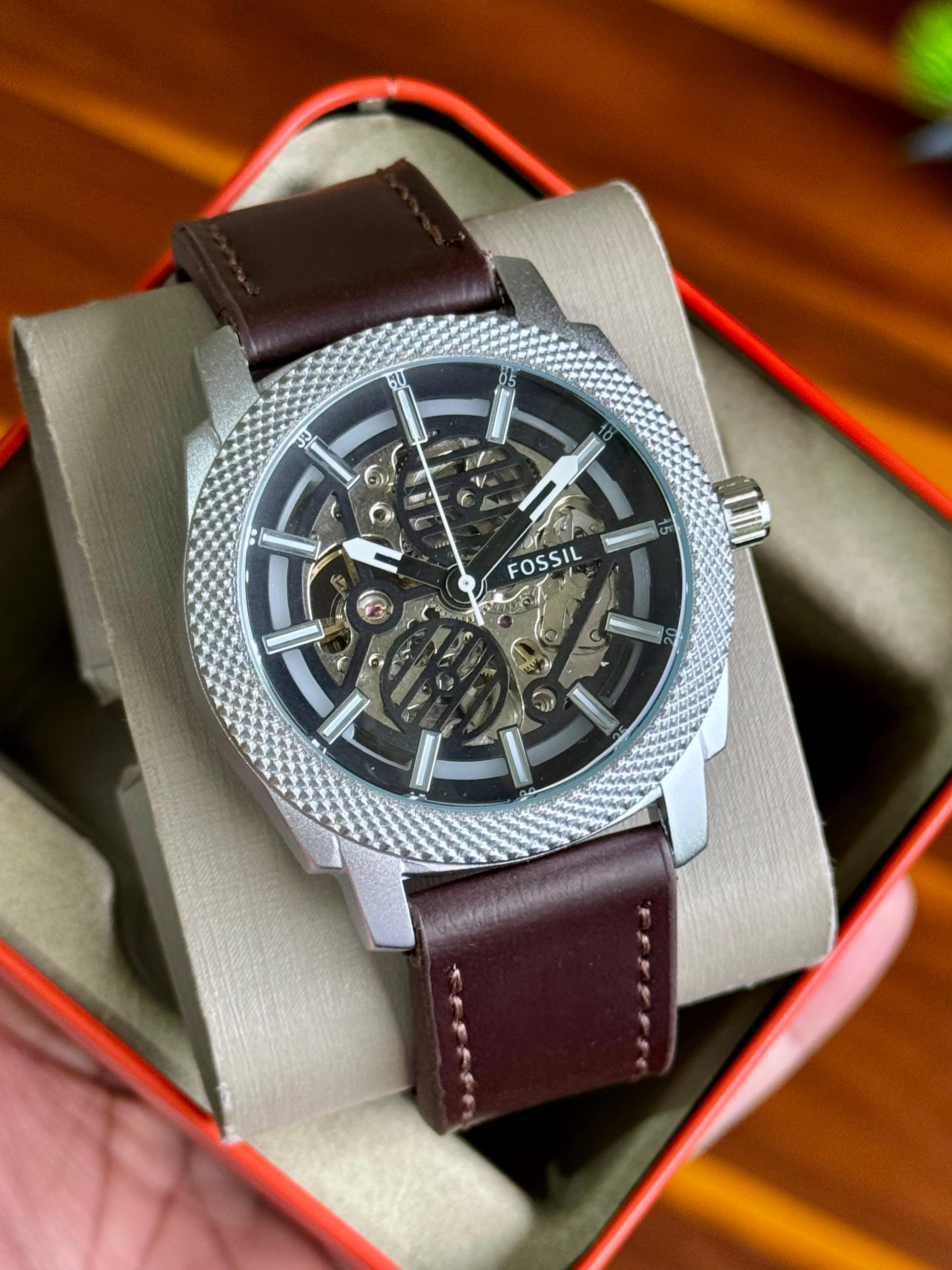 FS Automatic Black Dial Litehide Leather Strap