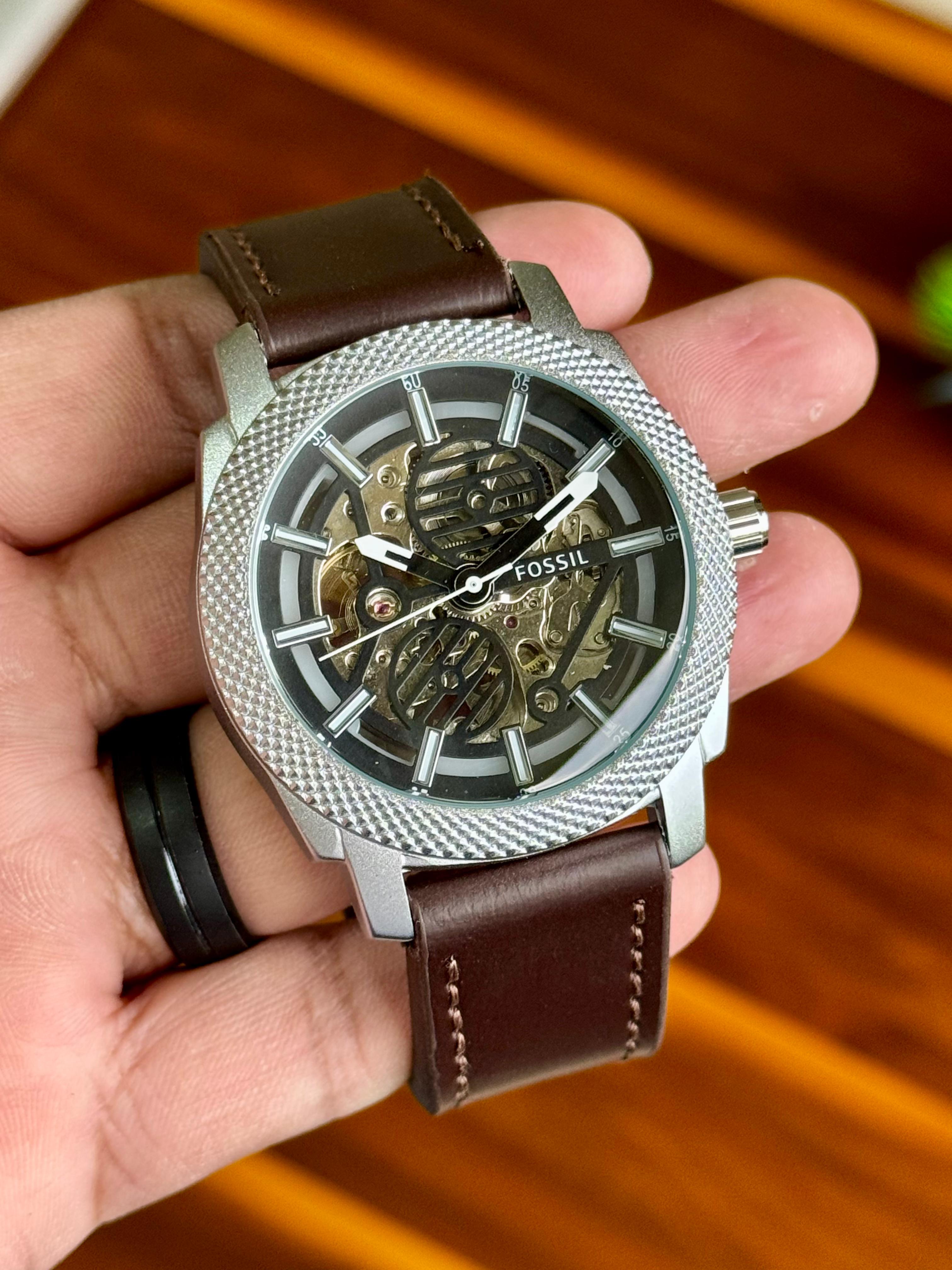 FS Automatic Black Dial Litehide Leather Strap